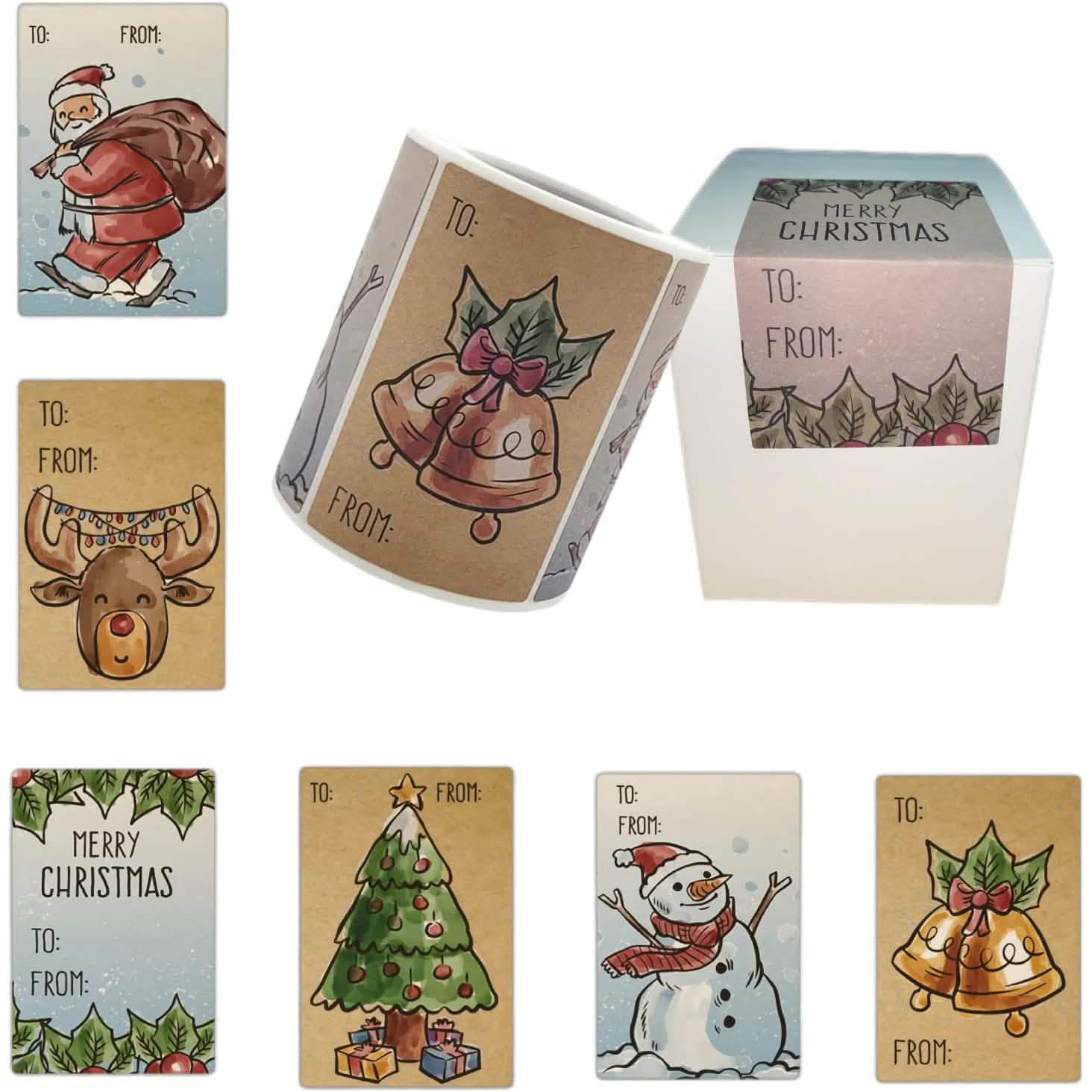 250-Pieces: Christmas Gift Tags Self Adhesive Labels Stickers 250 Pieces Holiday Decor & Apparel - DailySale