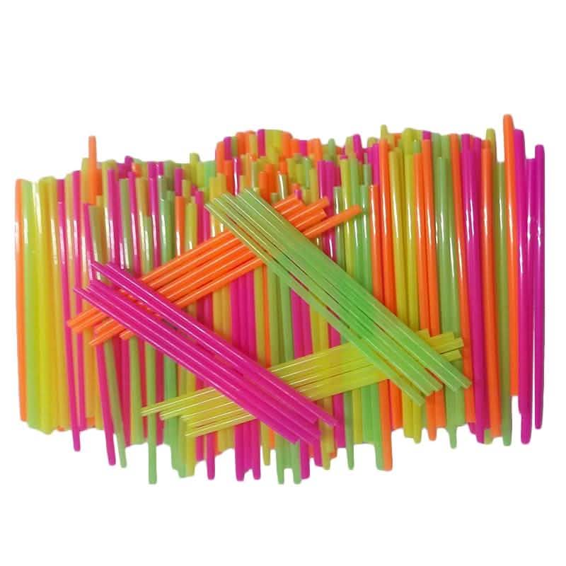 250-Pieces: Wow Plastic Neon Disposable Plastic Drinking Straws Kitchen Essentials - DailySale