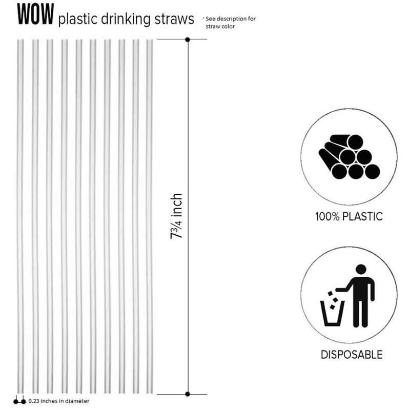 250-Pieces: Wow Plastic Neon Disposable Plastic Drinking Straws Kitchen Essentials - DailySale