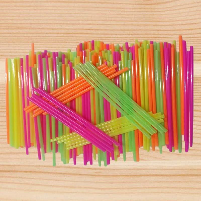 250-Pieces: Wow Plastic Neon Disposable Plastic Drinking Straws Kitchen Essentials - DailySale