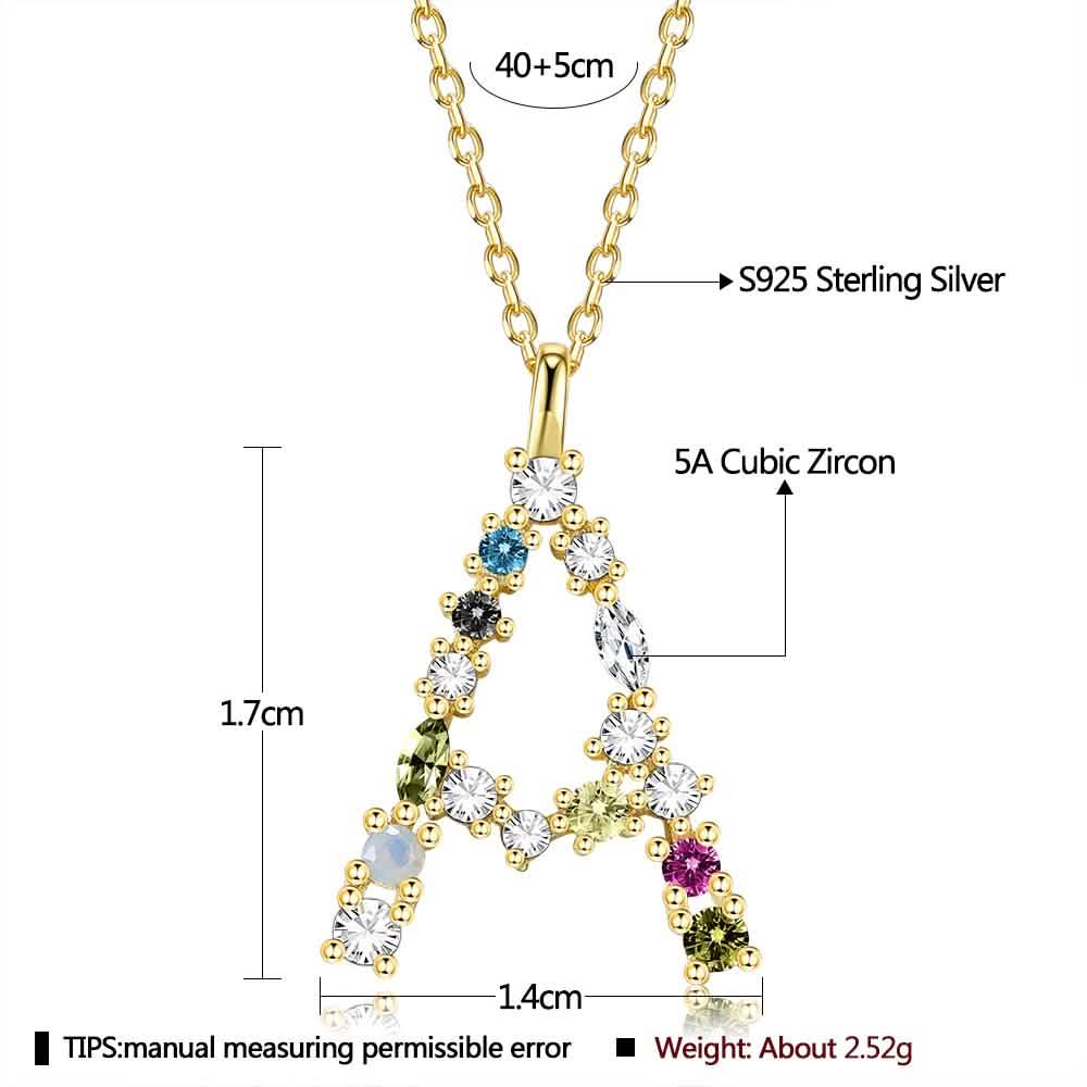 26 Alphabet Necklaces Opal Zirconia 925 Sterling Silver Necklace neck - DailySale