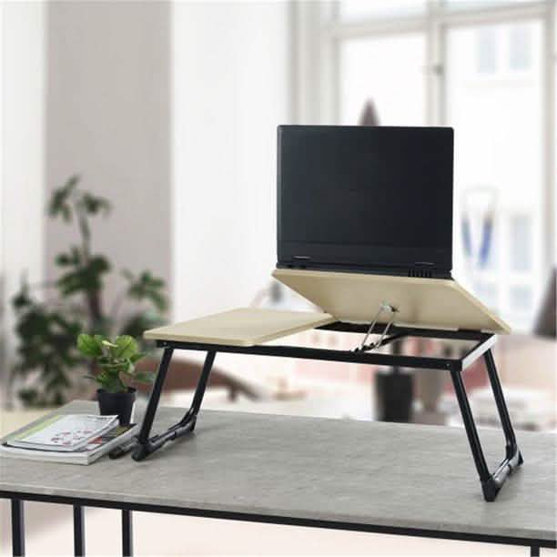 26" Foldable Laptop Desk Pella Oak Wood Computer Accessories - DailySale