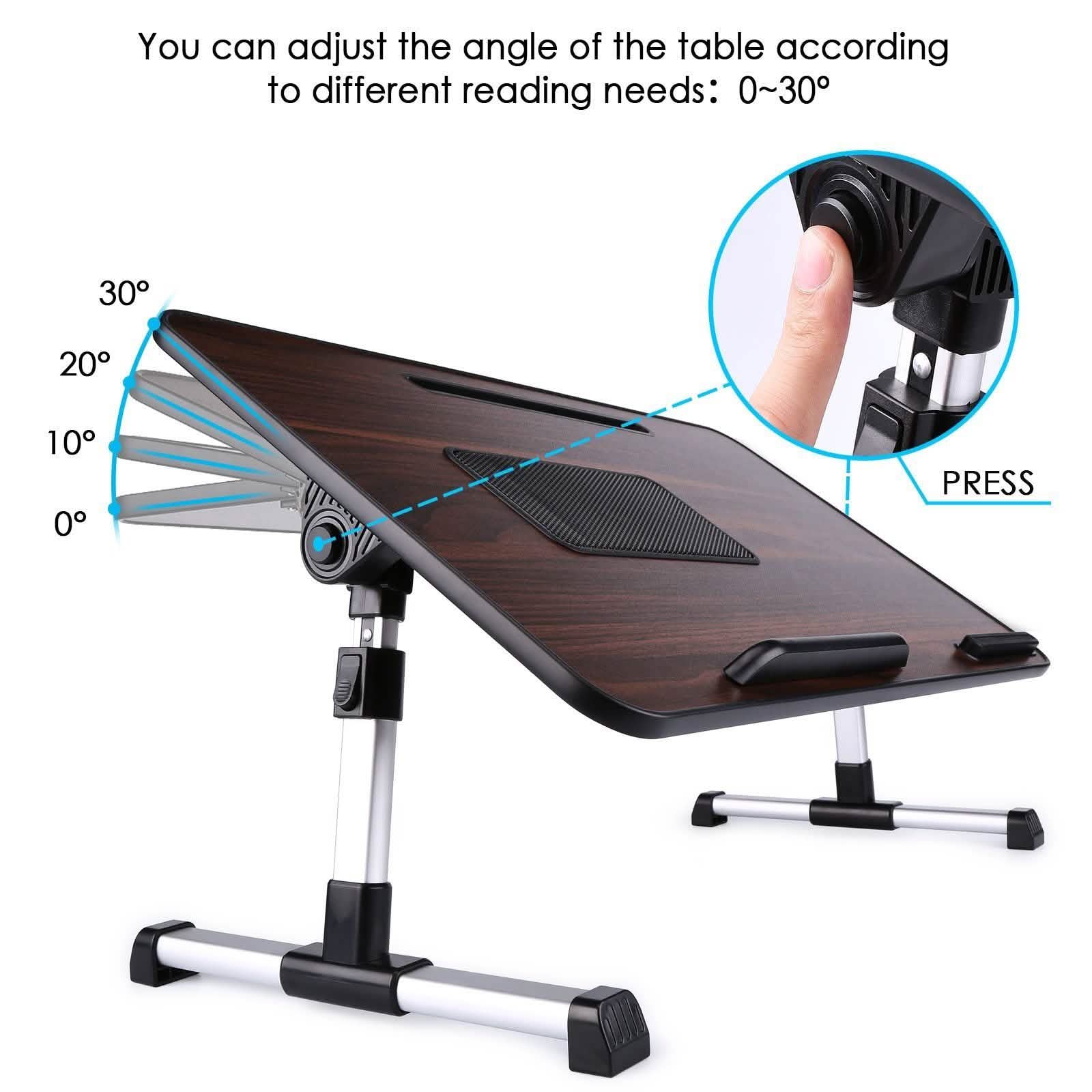 26.6 Foldable Adjustable Laptop Tray Stand Desk with CPU Cooling Fans & Mouse Pad Computer Accessories - DailySale
