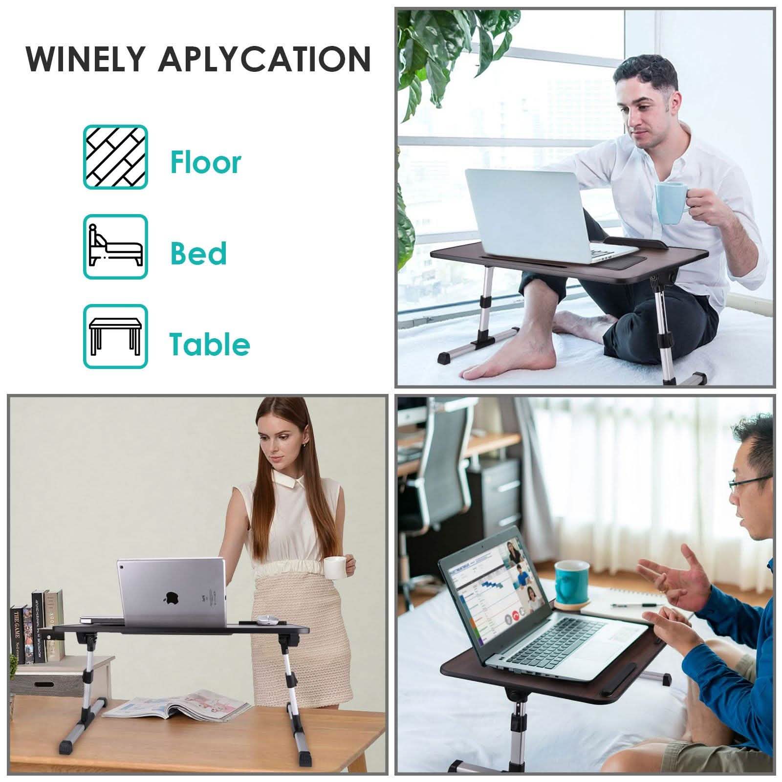 26.6 Foldable Adjustable Laptop Tray Stand Desk with CPU Cooling Fans & Mouse Pad Computer Accessories - DailySale