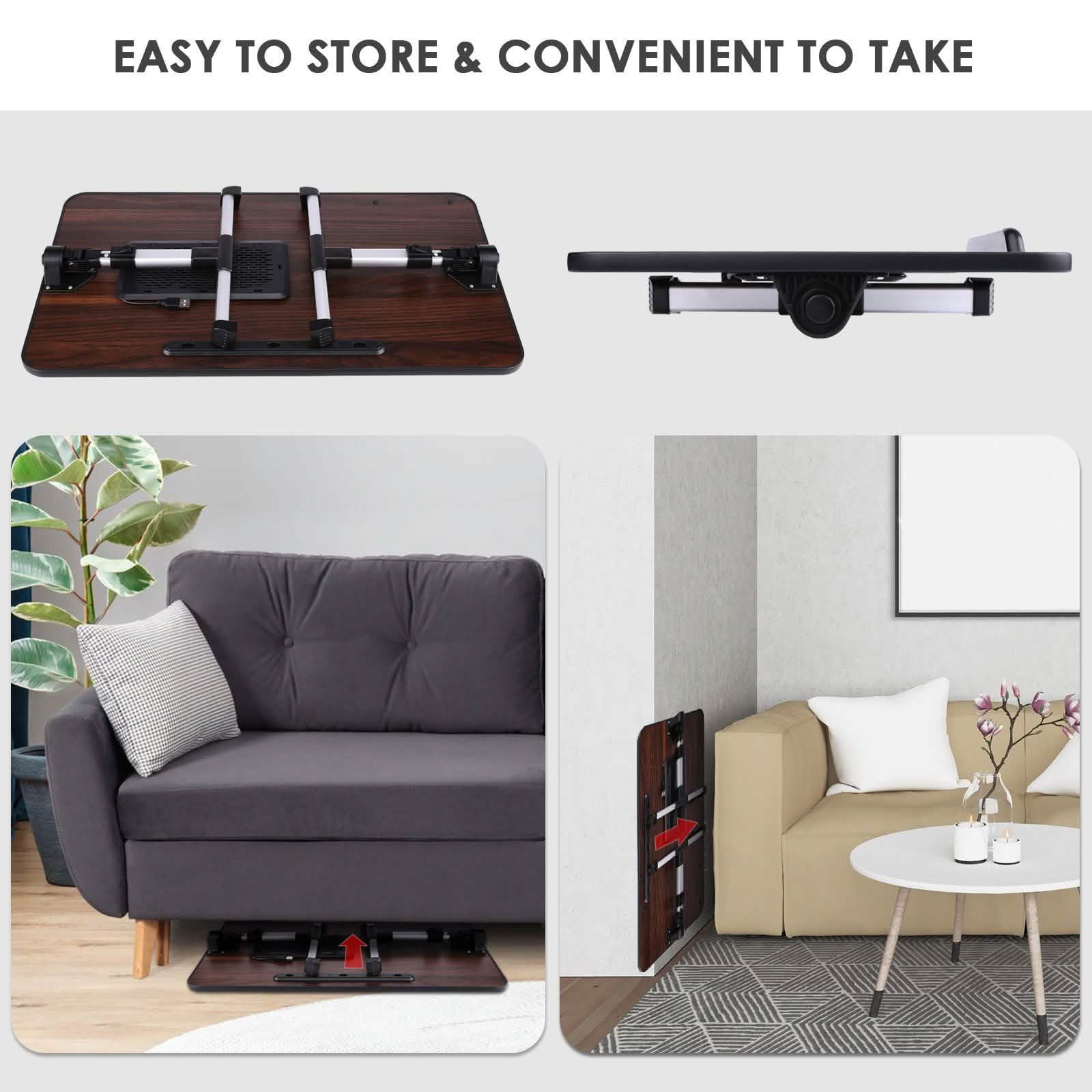 26.6 Foldable Adjustable Laptop Tray Stand Desk with CPU Cooling Fans & Mouse Pad Computer Accessories - DailySale