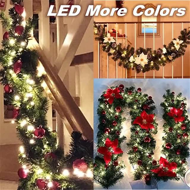 2.7 Meter Christmas Rattan Garland Decorative Holiday Decor & Apparel - DailySale