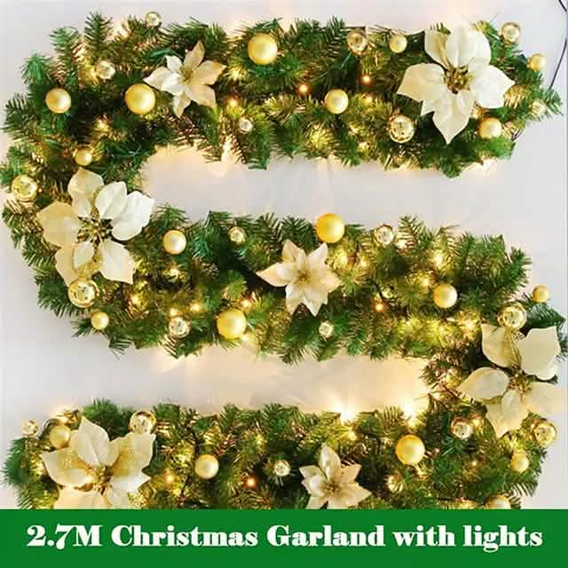 2.7 Meter Christmas Rattan Garland Decorative Holiday Decor & Apparel - DailySale