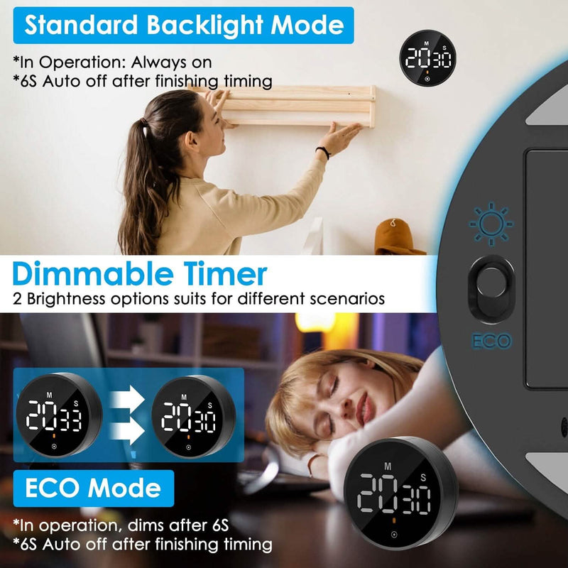 2.79" LED Digital Electronic Countdown Timer Dimmable Mutable Magnetic Clock Kitchen Tools & Gadgets - DailySale
