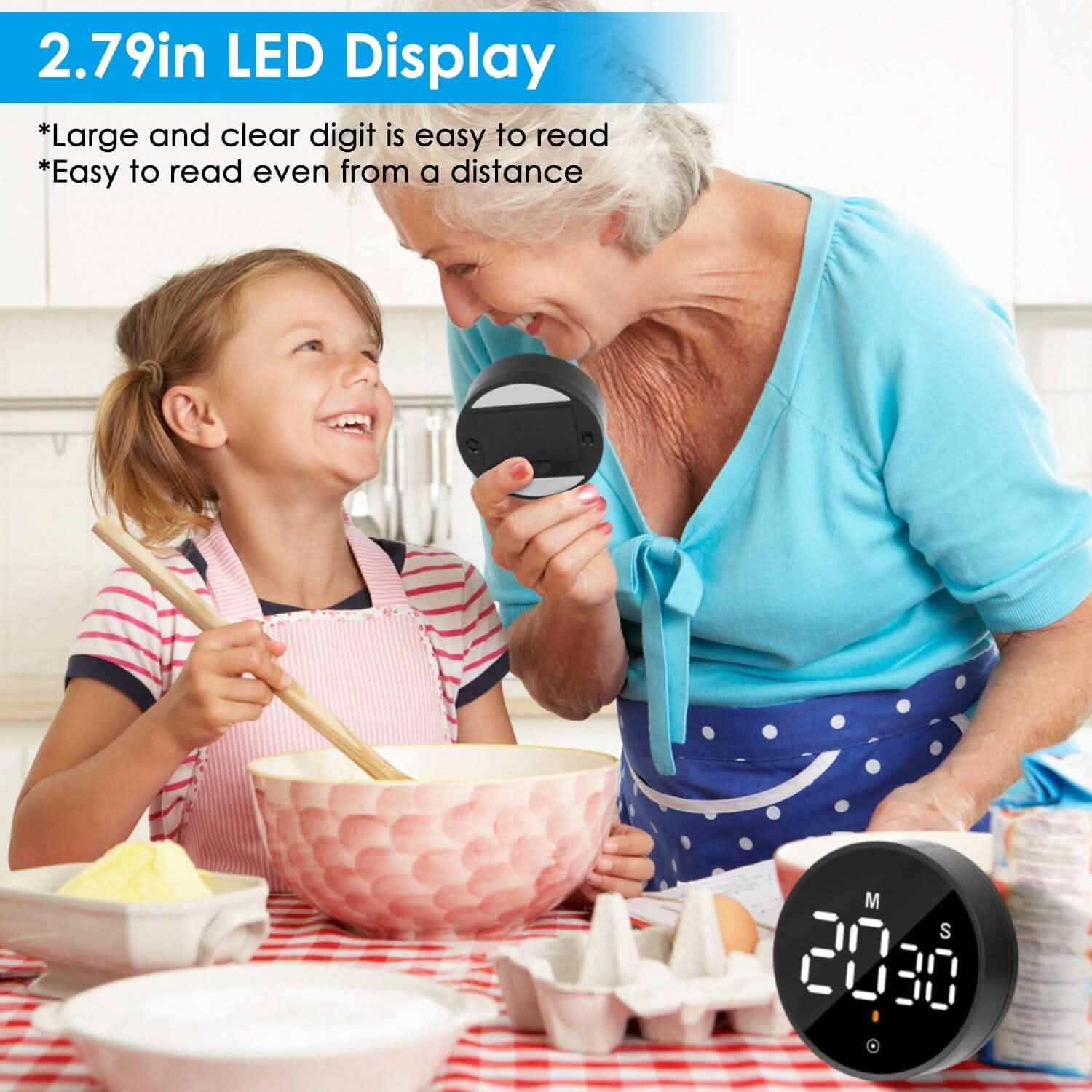 2.79" LED Digital Electronic Countdown Timer Dimmable Mutable Magnetic Clock Kitchen Tools & Gadgets - DailySale