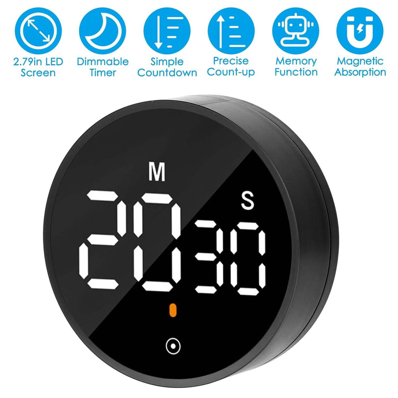 2.79" LED Digital Electronic Countdown Timer Dimmable Mutable Magnetic Clock Kitchen Tools & Gadgets - DailySale