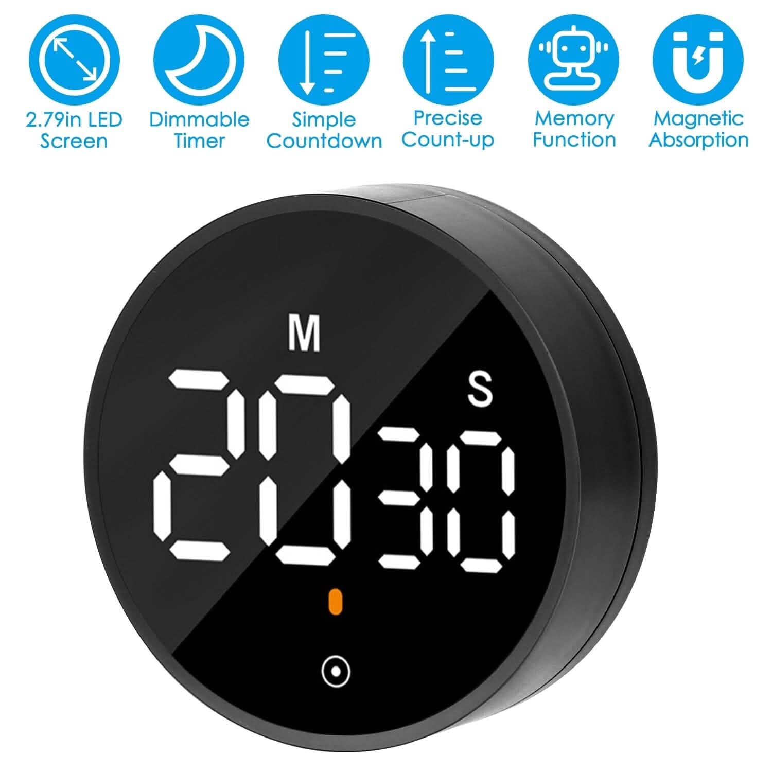 2.79" LED Digital Electronic Countdown Timer Dimmable Mutable Magnetic Clock Kitchen Tools & Gadgets - DailySale