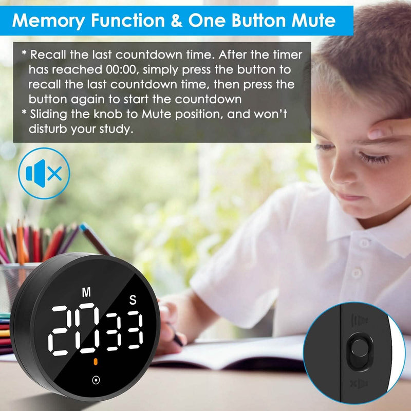 2.79" LED Digital Electronic Countdown Timer Dimmable Mutable Magnetic Clock Kitchen Tools & Gadgets - DailySale
