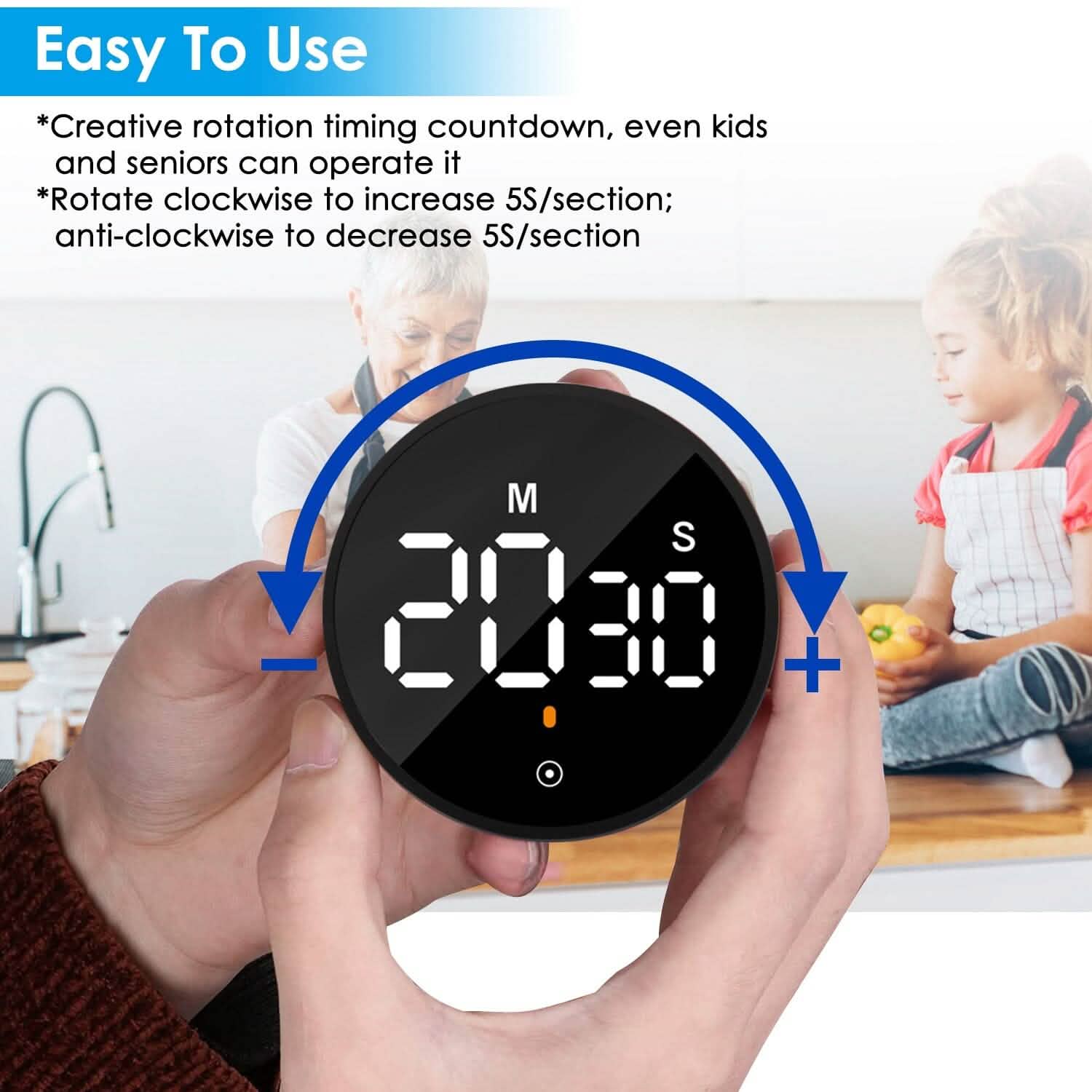 2.79" LED Digital Electronic Countdown Timer Dimmable Mutable Magnetic Clock Kitchen Tools & Gadgets - DailySale