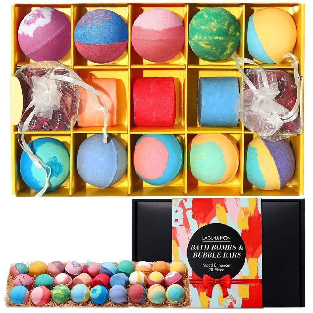 28-Piece: Bath Bombs and Bubble Bars Set Beauty & Personal Care - DailySale