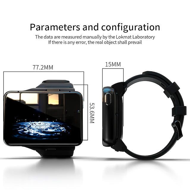 Front and side view of a 2.88 Inch Fitness Running Smartwatch, with dimensions