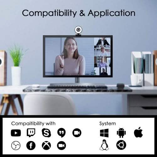 2K HD Webcam with Built-In 18 LED Adjustable Ring Light and Microphone Computer Accessories - DailySale