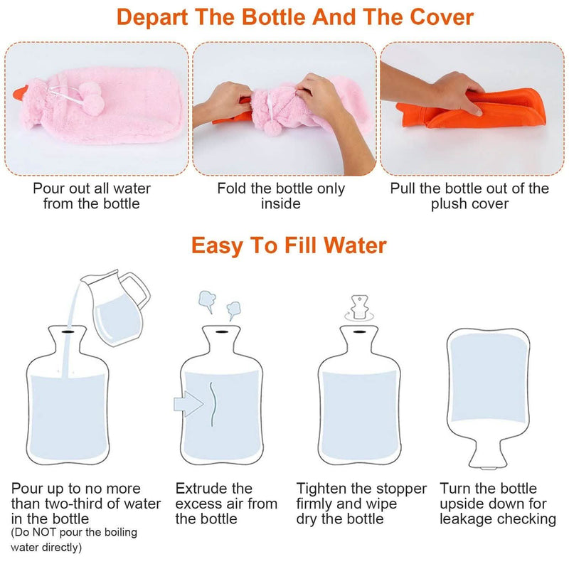 2L Hot Water Bottle with Plush Cover Wellness - DailySale