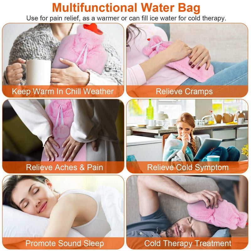 2L Hot Water Bottle with Plush Cover Wellness - DailySale