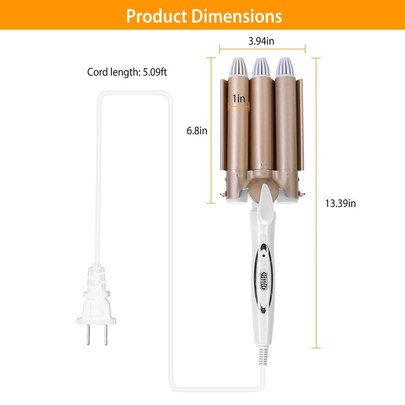3-Barrel Curling Iron Wand Electric Hair Curler 1" Triple Hair Waver Beauty & Personal Care - DailySale