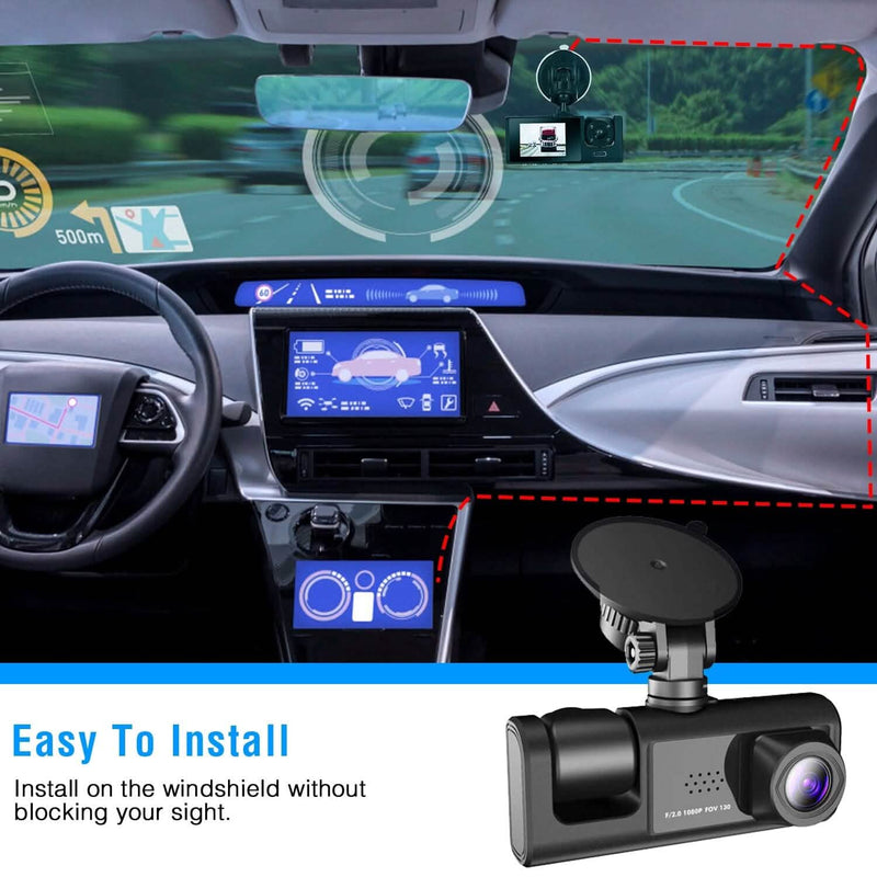 3 Channel Car DVR Dash Cam Video Recorder Cameras & Drones - DailySale