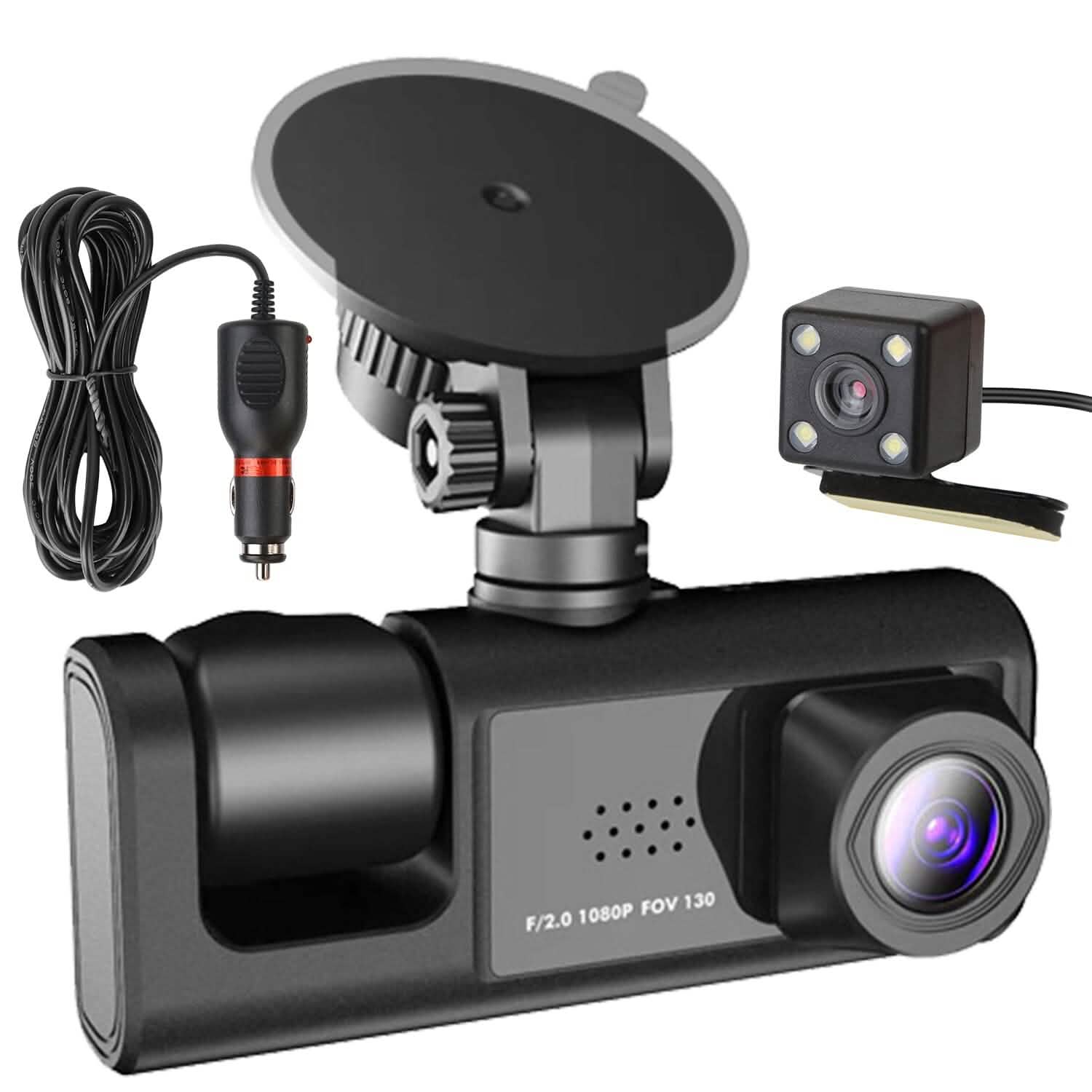 3 Channel Car DVR Dash Cam Video Recorder Cameras & Drones - DailySale