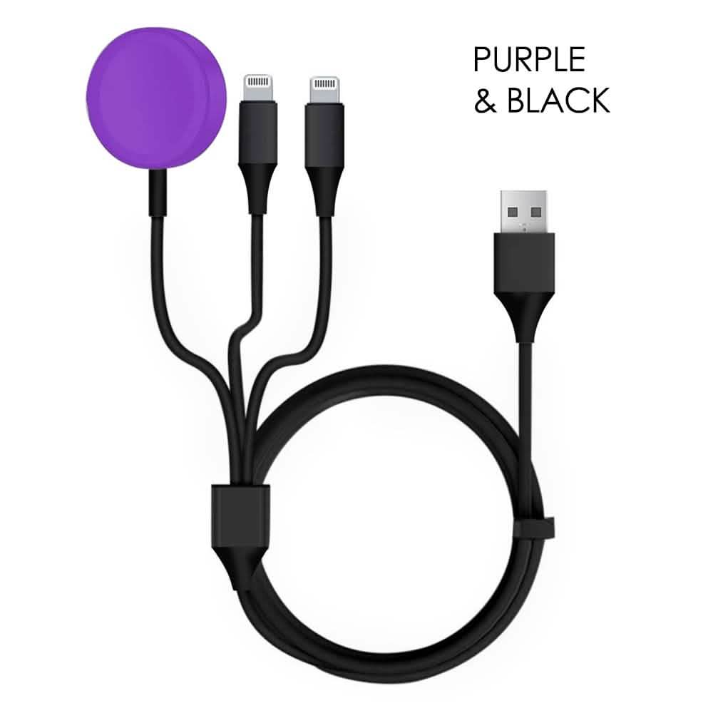 3-in-1 Apple iPhone & Watch Charger Mobile Accessories Black/Purple - DailySale