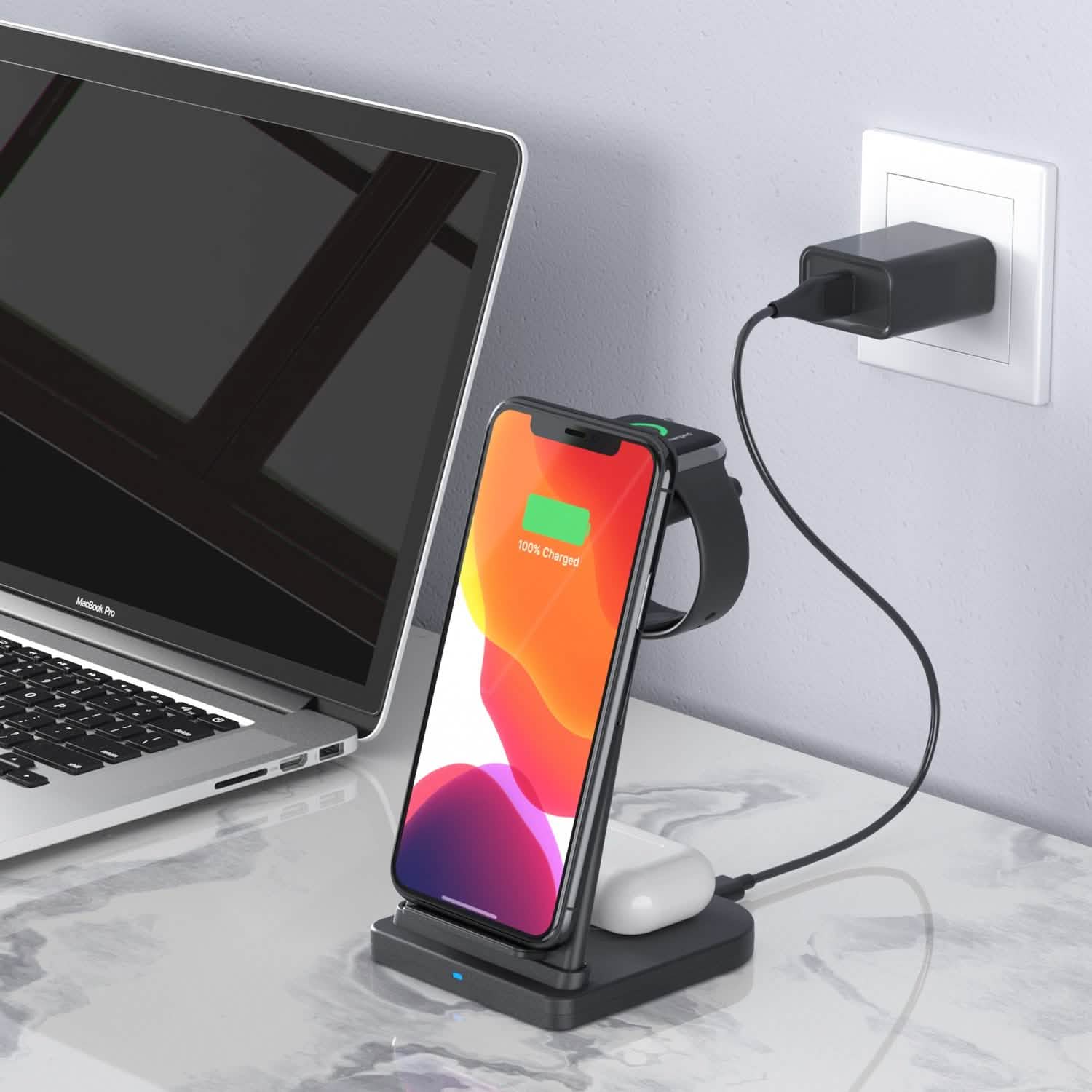 3-in-1 Foldable Fast Wireless Charging Stand Mobile Accessories - DailySale