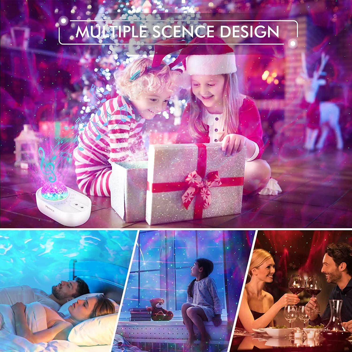 3-in-1 Galaxy Night Light Projector with Remote Control Indoor Lighting - DailySale