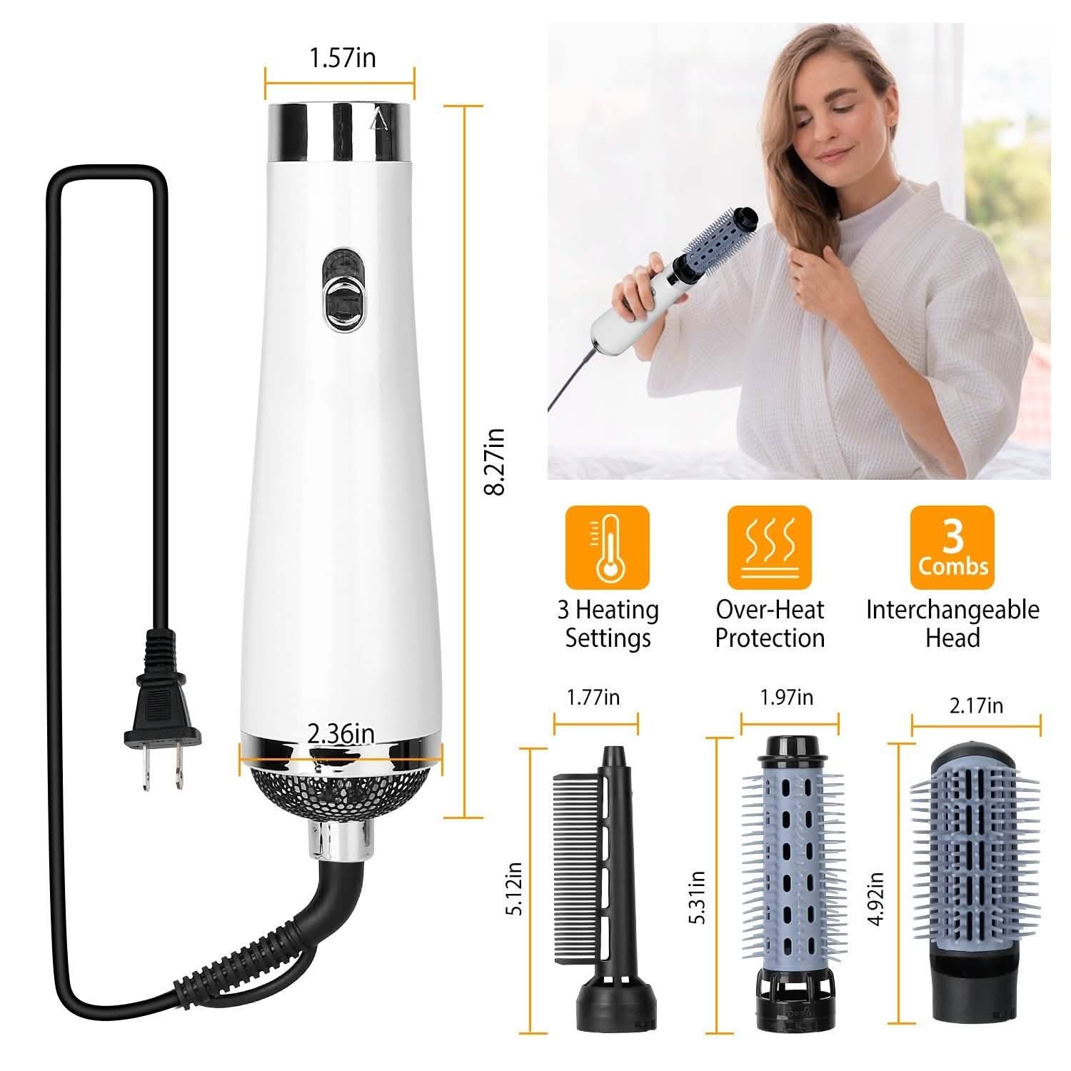 3-in-1 Hot Air Brush One-Step Hair Dryer Comb Beauty & Personal Care - DailySale