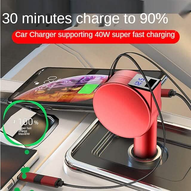 3-in-1 Retractable Car Phone Charger Automotive - DailySale