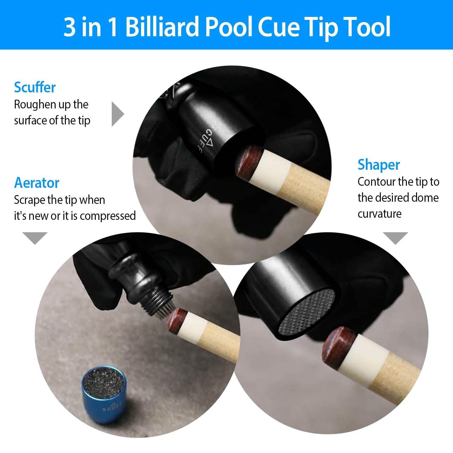 3-in-1 Snooker Pool Cue Tip Tool Sports & Outdoors - DailySale