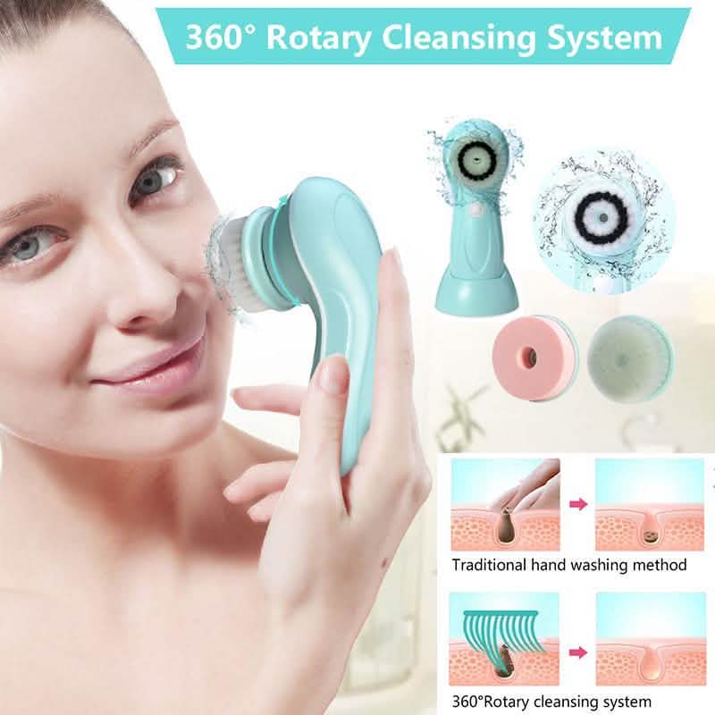 3-in-1 USB Rechargeable Facial Cleansing Brush Set Soft Scrubber Face Exfoliating Beauty & Personal Care - DailySale