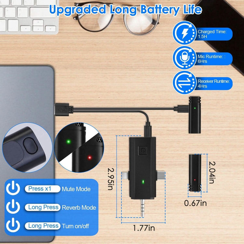 3-in-1 Wireless Clip On Microphone Omnidirectional Noise Reduction Plug Mobile Accessories - DailySale
