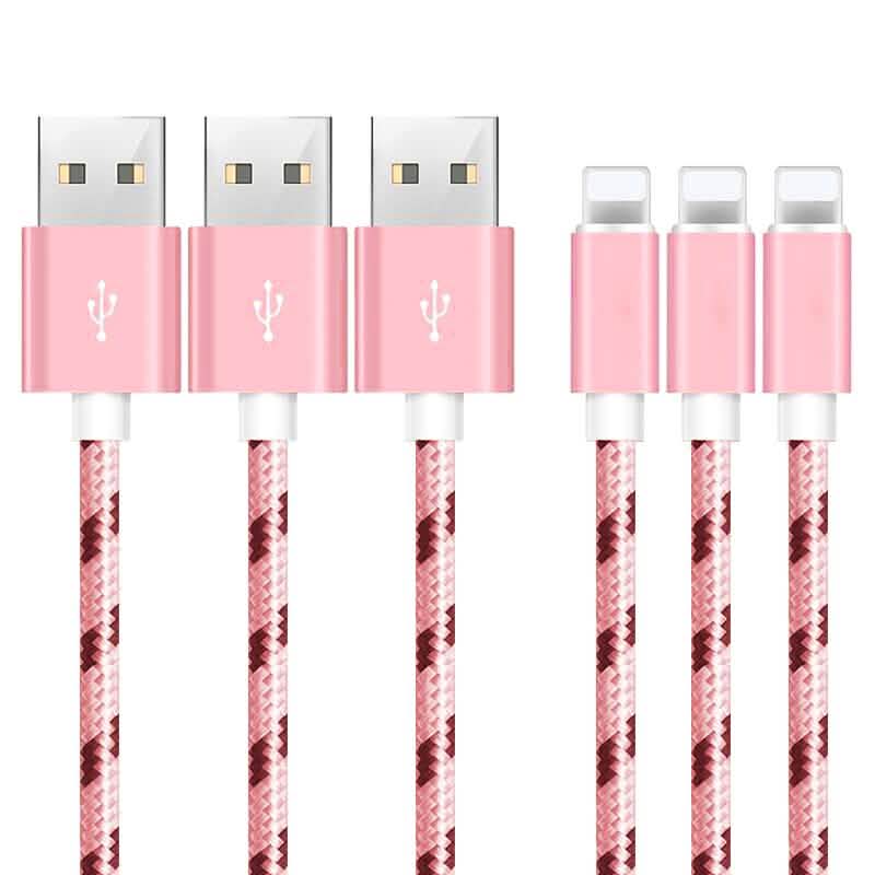 3-Pack: 10 Ft Apple Charger Mobile Accessories Pink - DailySale