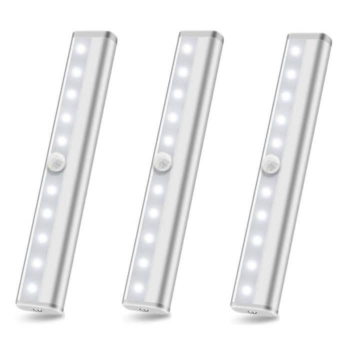3-Pack: 10-LED Motion Sensor Stick on Light Bars Lighting & Decor - DailySale