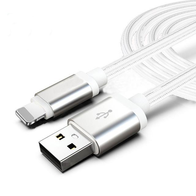 3-Pack: 10FT Heavy Duty Braided iPhone Lightning USB Cable Mobile Accessories White - DailySale