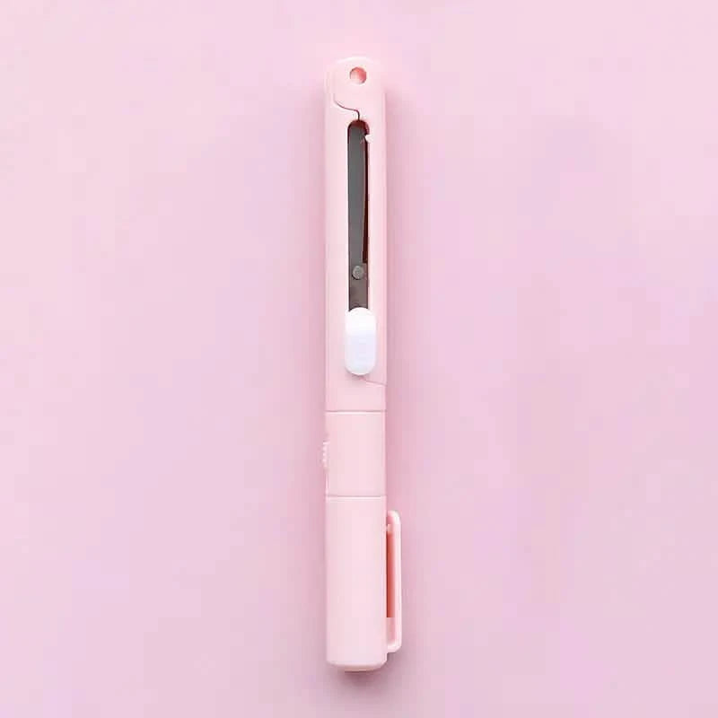 3-Pack: 2-in-1 Pen Style Scissors with Paper Cutter Arts & Crafts Pink - DailySale