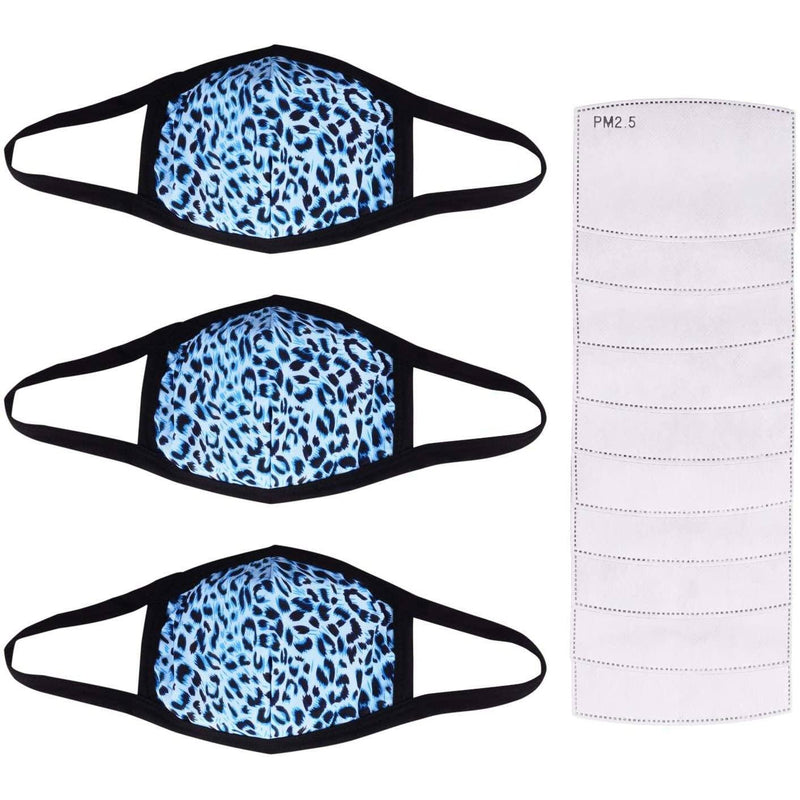 3-Pack: Adult Cotton Reusable Face Masks with 10 Filters Face Masks & PPE Blue - DailySale