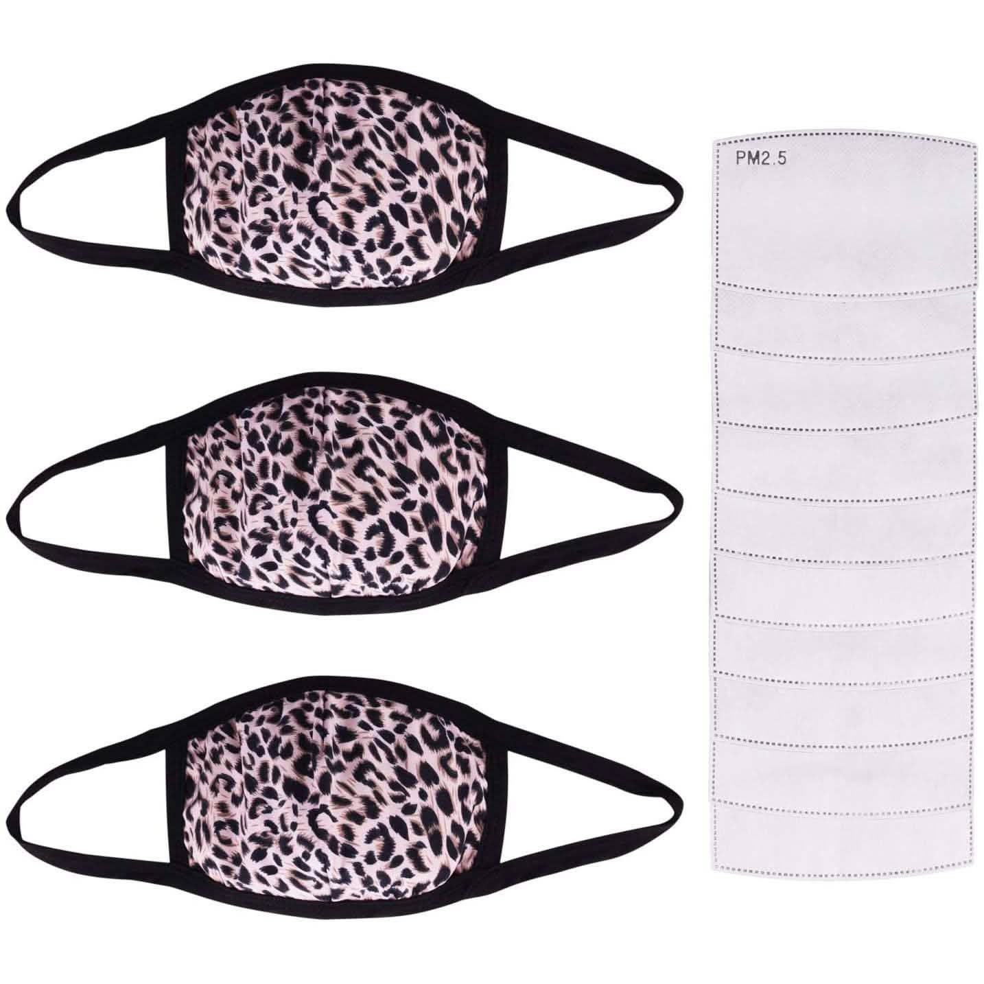 3-Pack: Adult Cotton Reusable Face Masks with 10 Filters Face Masks & PPE Gray - DailySale