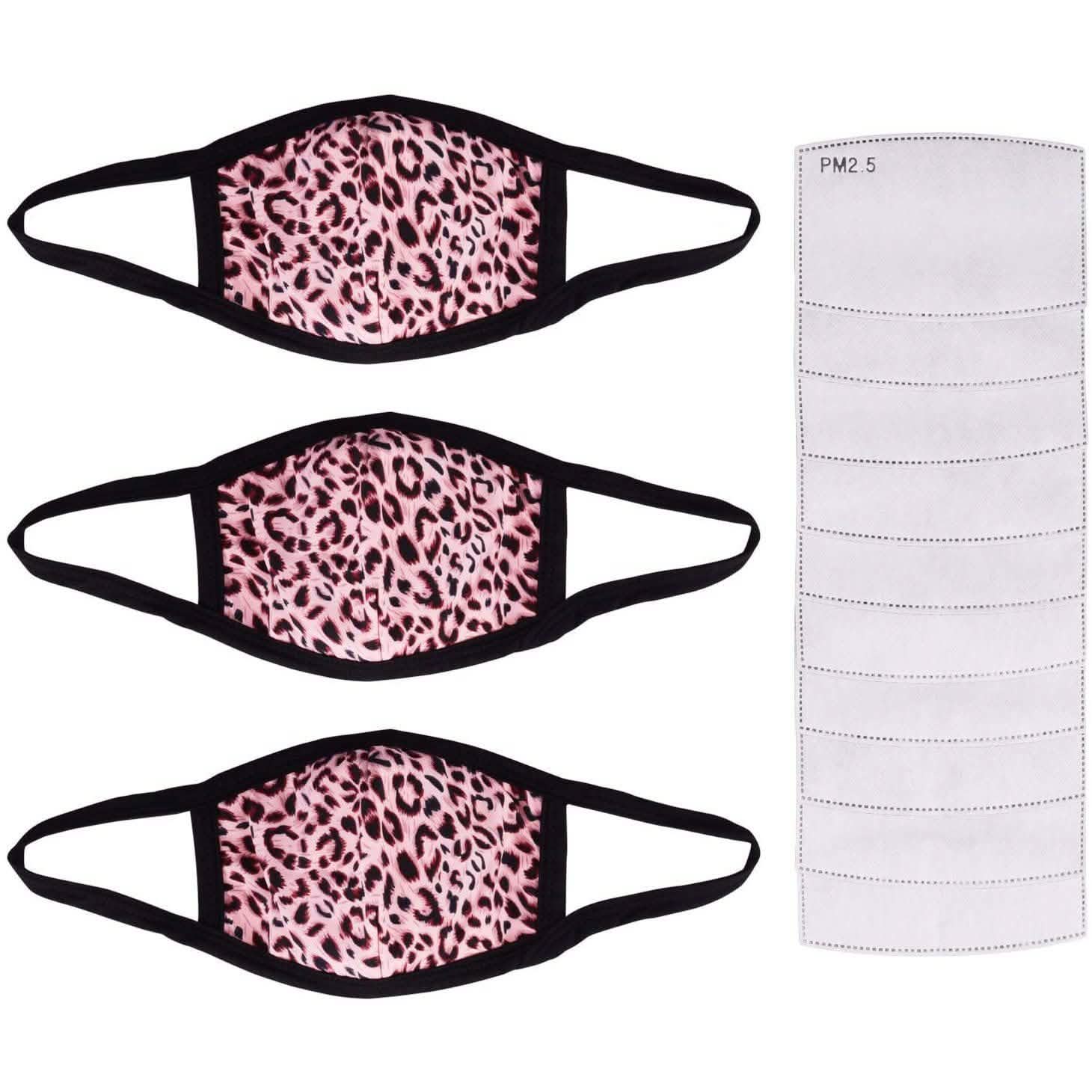 3-Pack: Adult Cotton Reusable Face Masks with 10 Filters Face Masks & PPE Red - DailySale