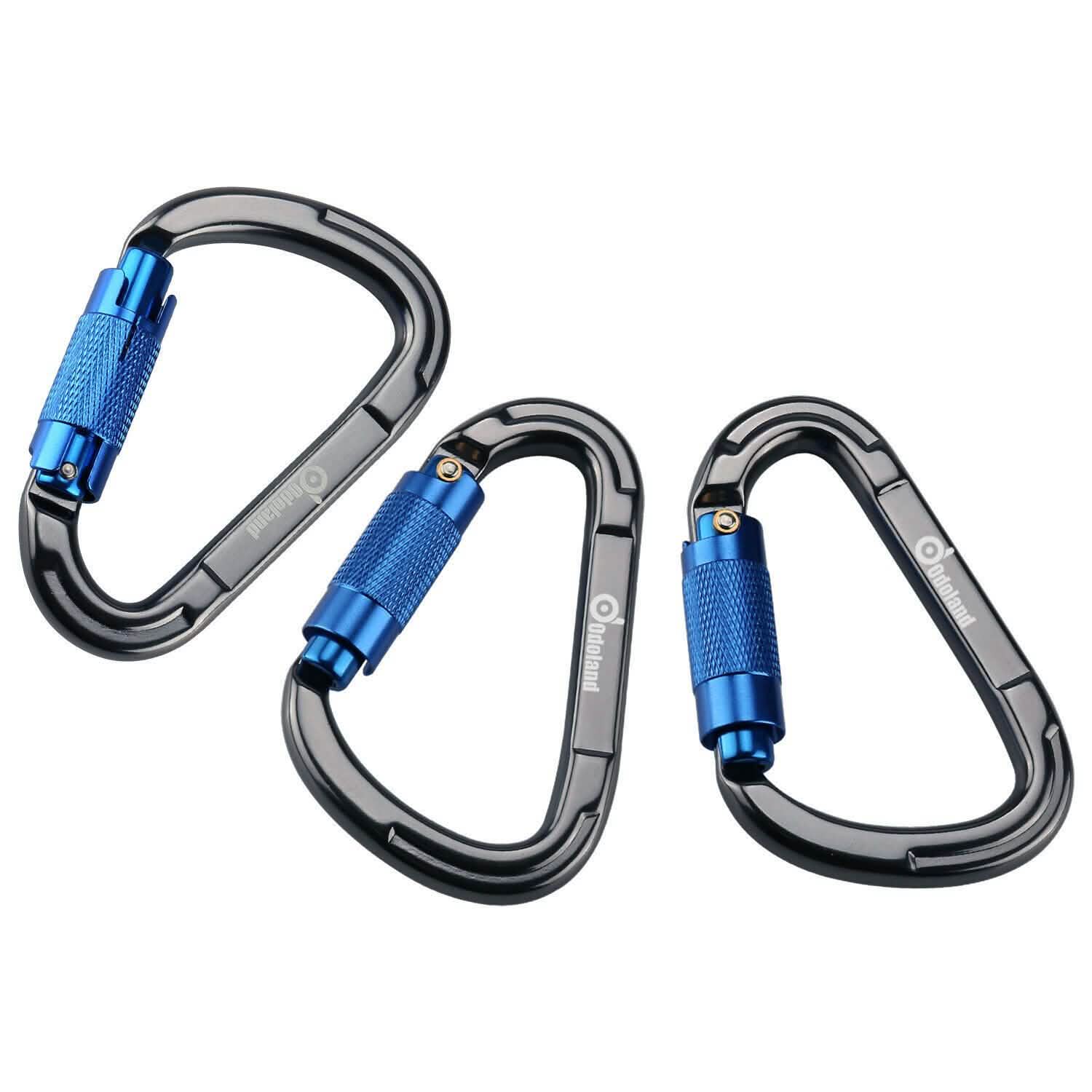 3-Pack: Auto Locking Rock Climbing Carabiner Clips Heavy Duty Caribeaners D-Shaped Sports & Outdoors - DailySale