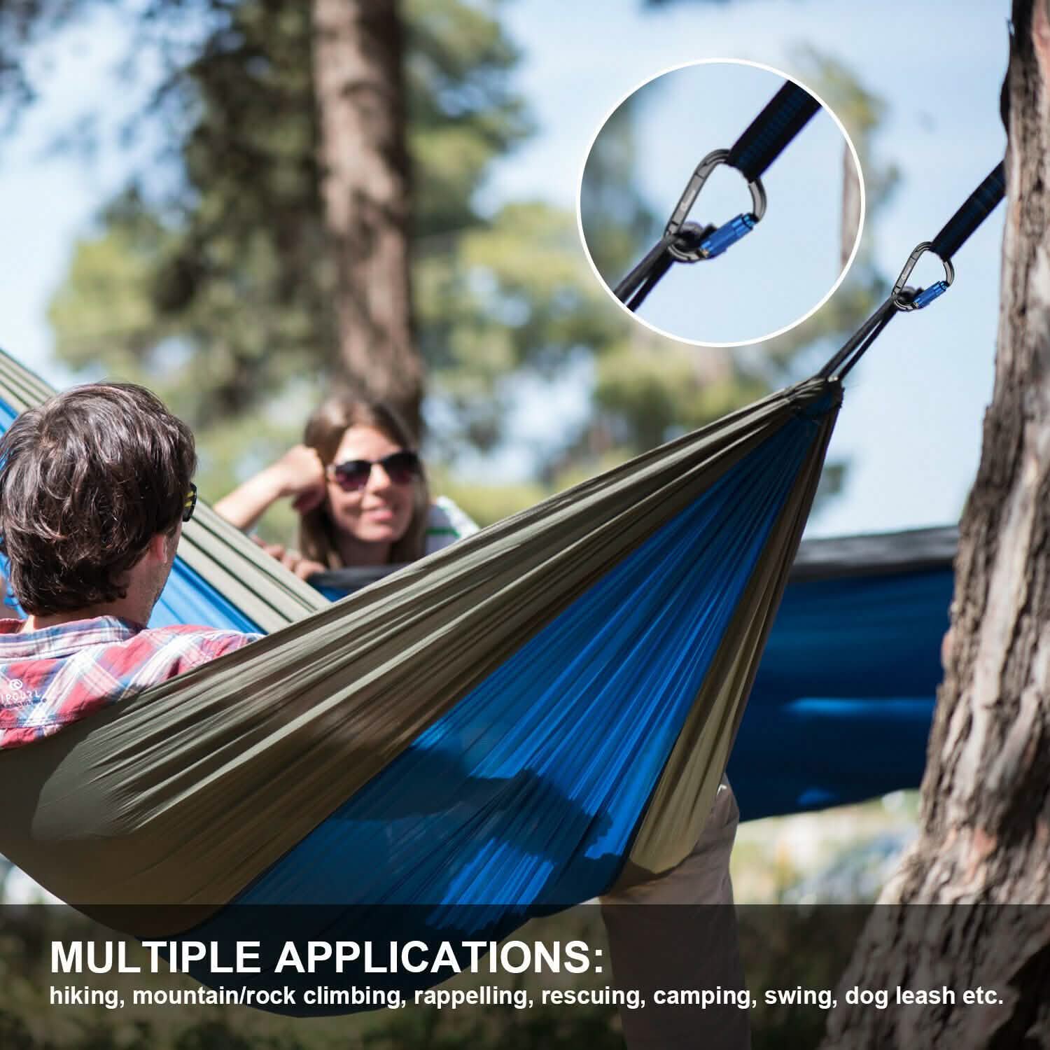 3-Pack: Auto Locking Rock Climbing Carabiner Clips Heavy Duty Caribeaners D-Shaped Sports & Outdoors - DailySale