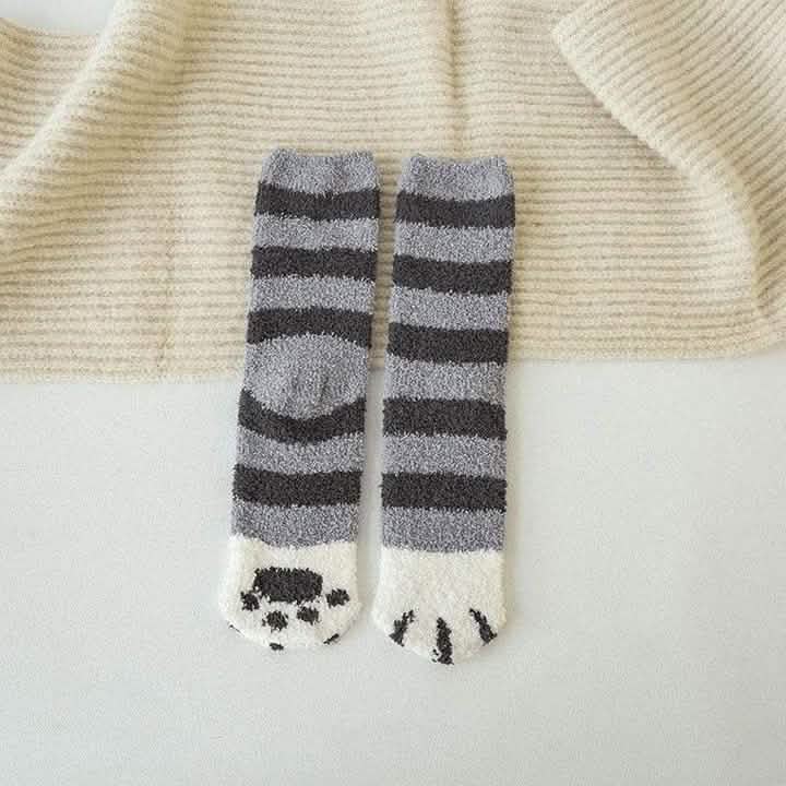 3-Pack: Autumn and Winter Cat Claws Socks Wellness & Fitness Gray Bar - DailySale