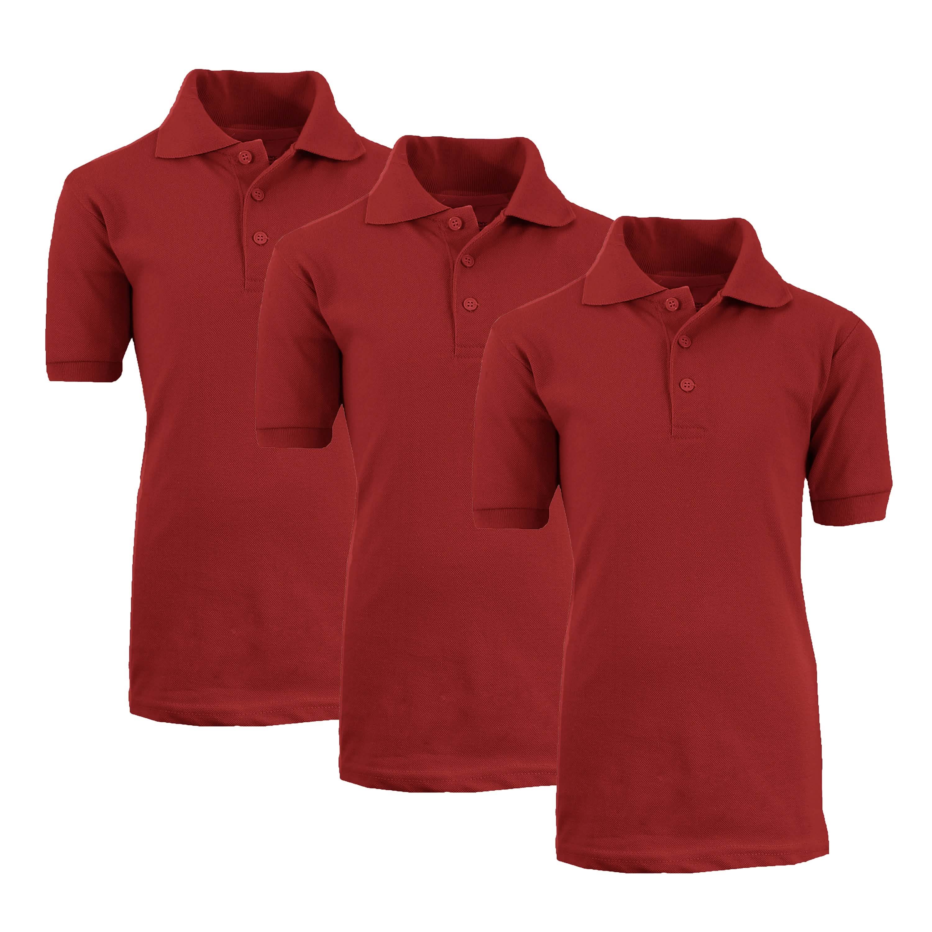 3-Pack: Boys School Uniform Polo Men's Tops Burgundy 4 - DailySale