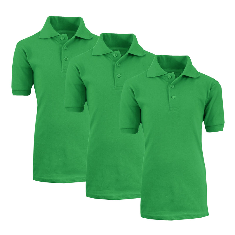3-Pack: Boys School Uniform Polo Men's Tops Green 4 - DailySale