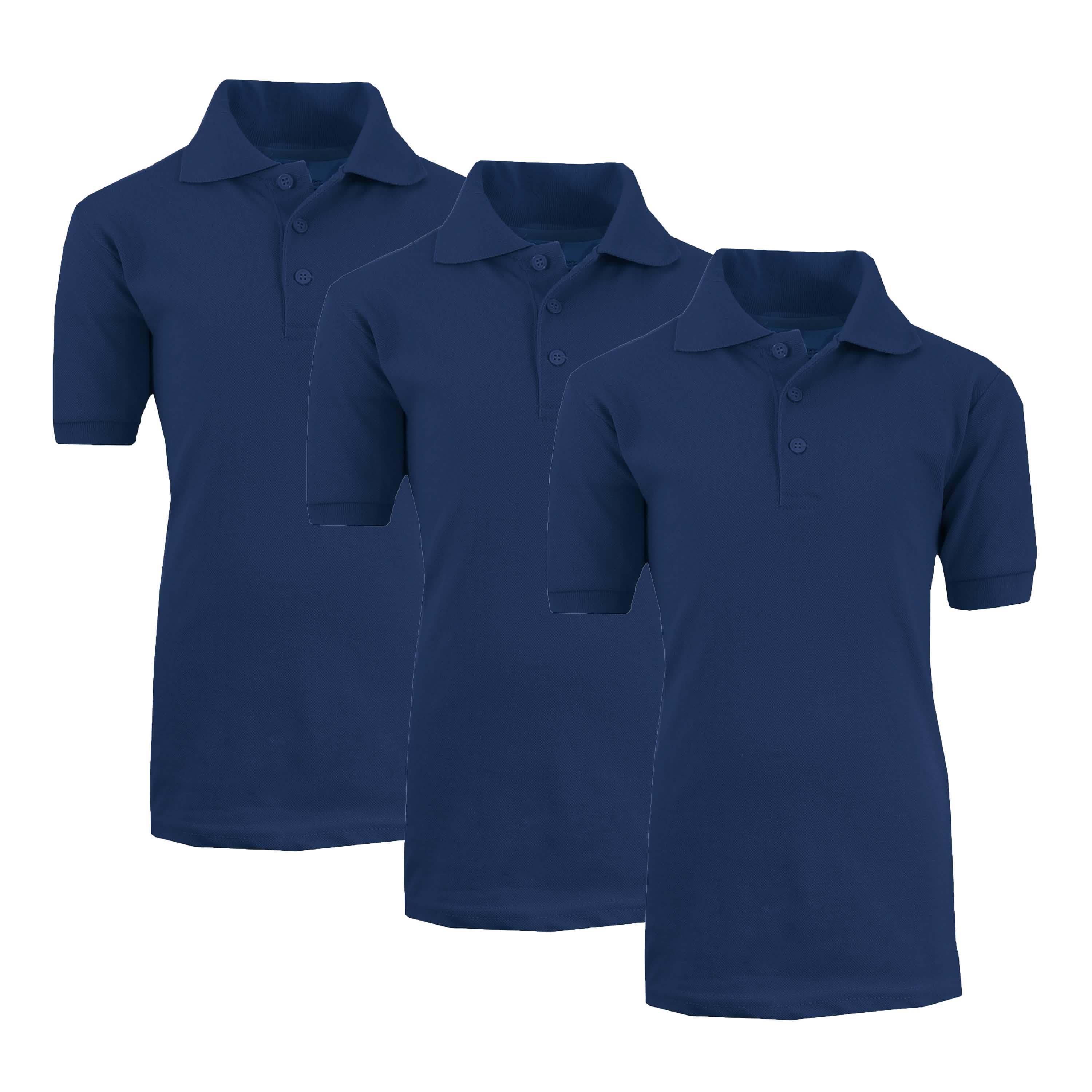 3-Pack: Boys School Uniform Polo Men's Tops Navy 4 - DailySale