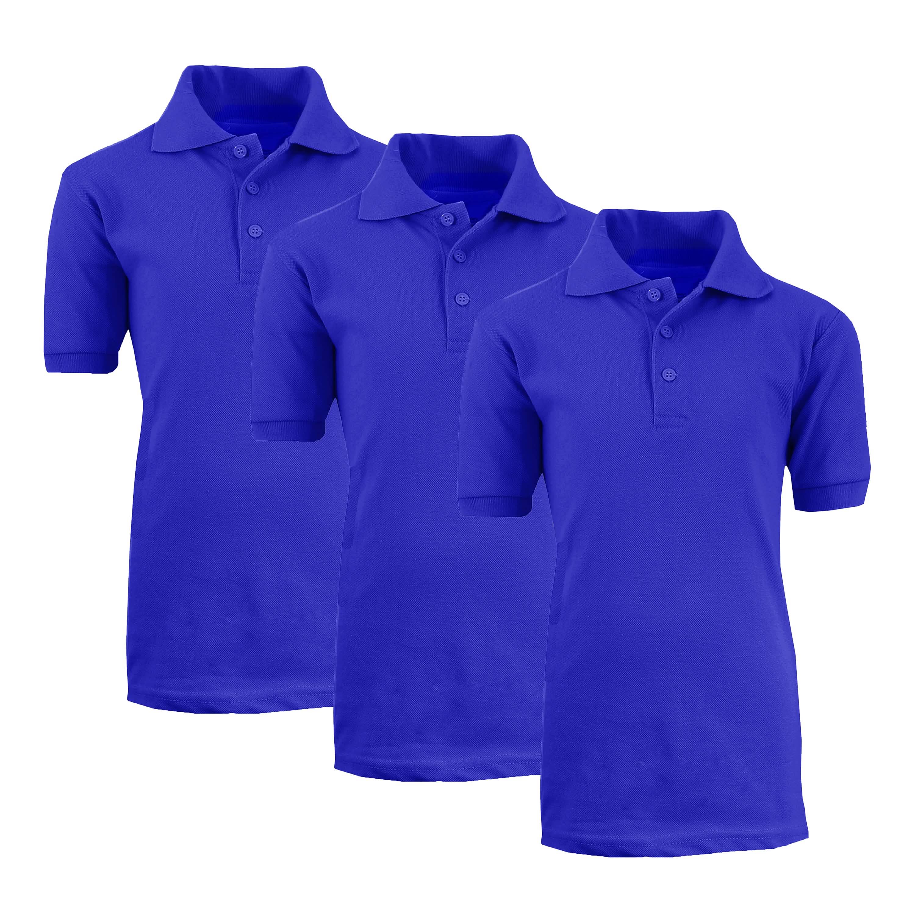 3-Pack: Boys School Uniform Polo Men's Tops Royal 4 - DailySale
