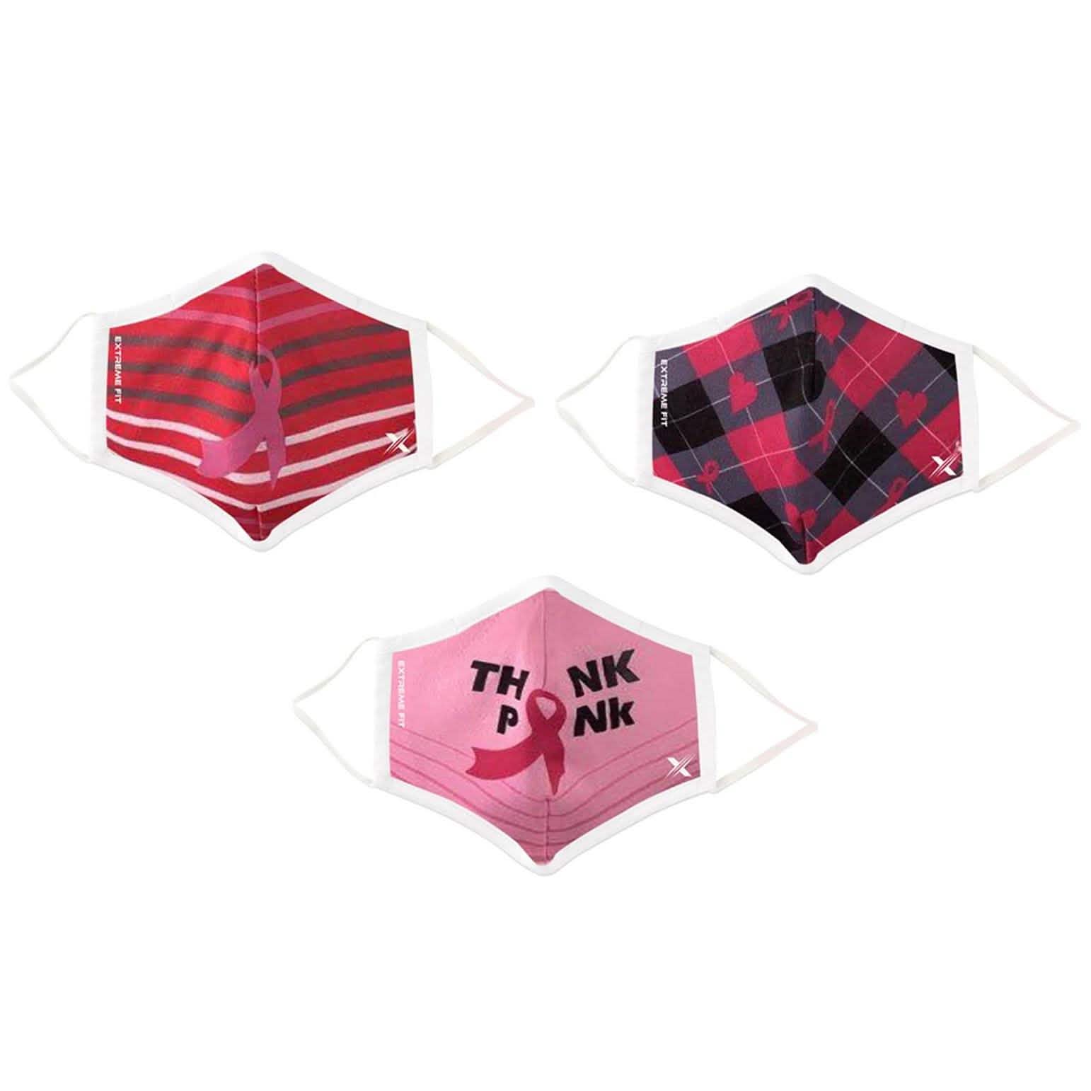 3-Pack: Breast Cancer Awareness Reusable Non-Medical 2-Layer Fabric Face Masks Wellness & Fitness - DailySale