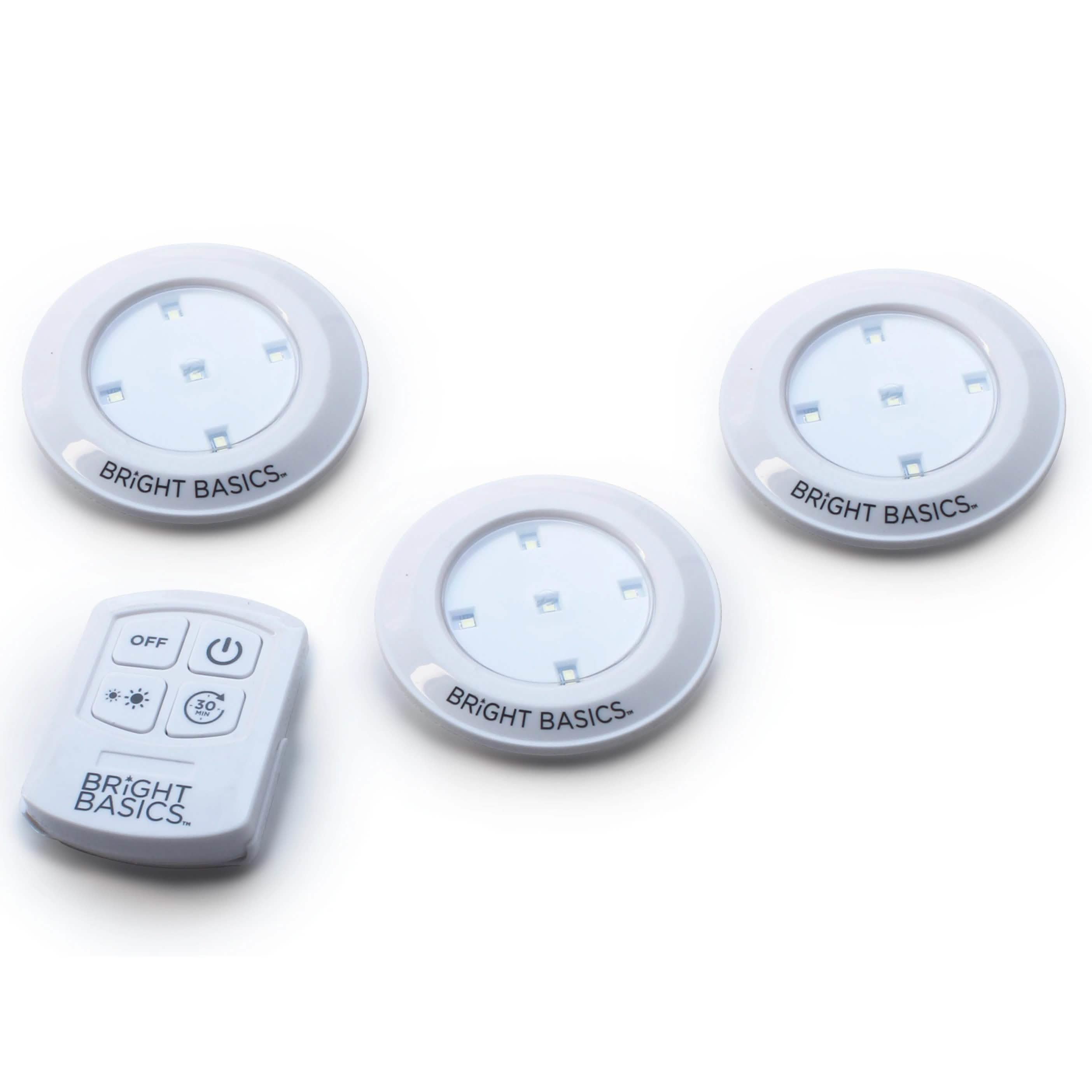 3-Pack: Bright Basics Ultra Thin Wireless LED Puck Lights with Remote Control Lighting & Decor - DailySale