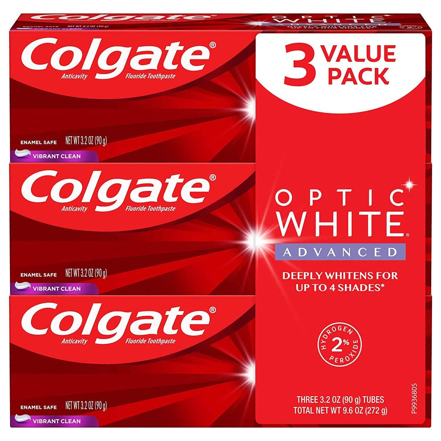 3-Pack: Colgate Optic White Advanced Teeth Whitening Toothpaste Beauty & Personal Care - DailySale